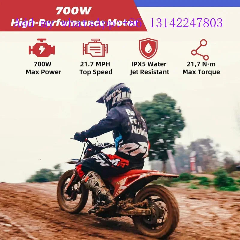 N E500 36V Kids Electric Dirt Bike, Electric Motorcycle with 700W Motor | 21.7 mph Max Speed, 15.5-Mile Range & 3 Speeds Off-R